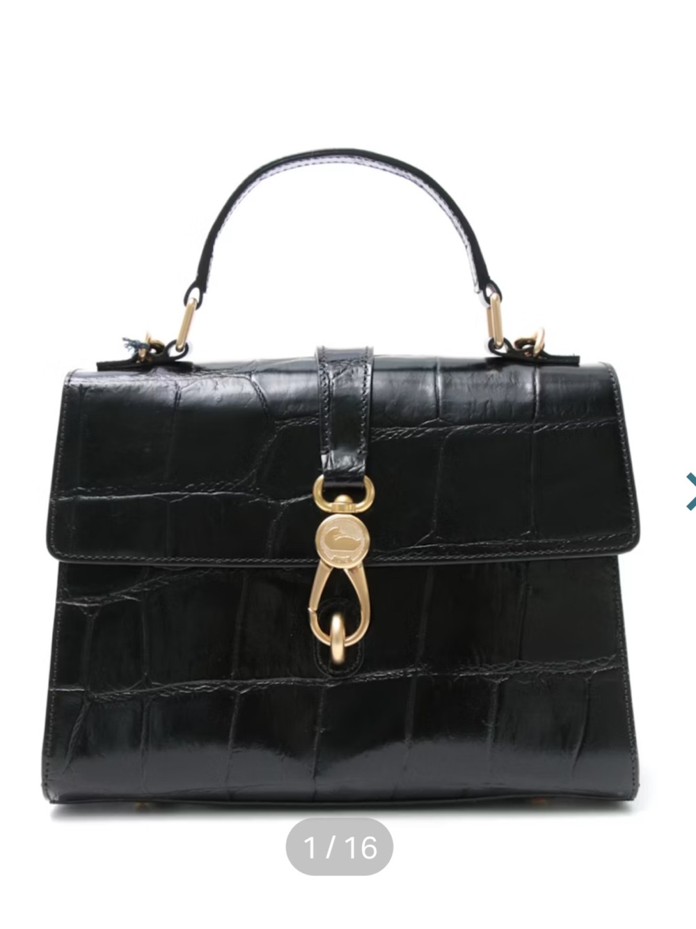 Dooney & Bourke Black Croc-Embossed Top Handle Claire Satchel with Gold Hardware - Picture 2 of 10